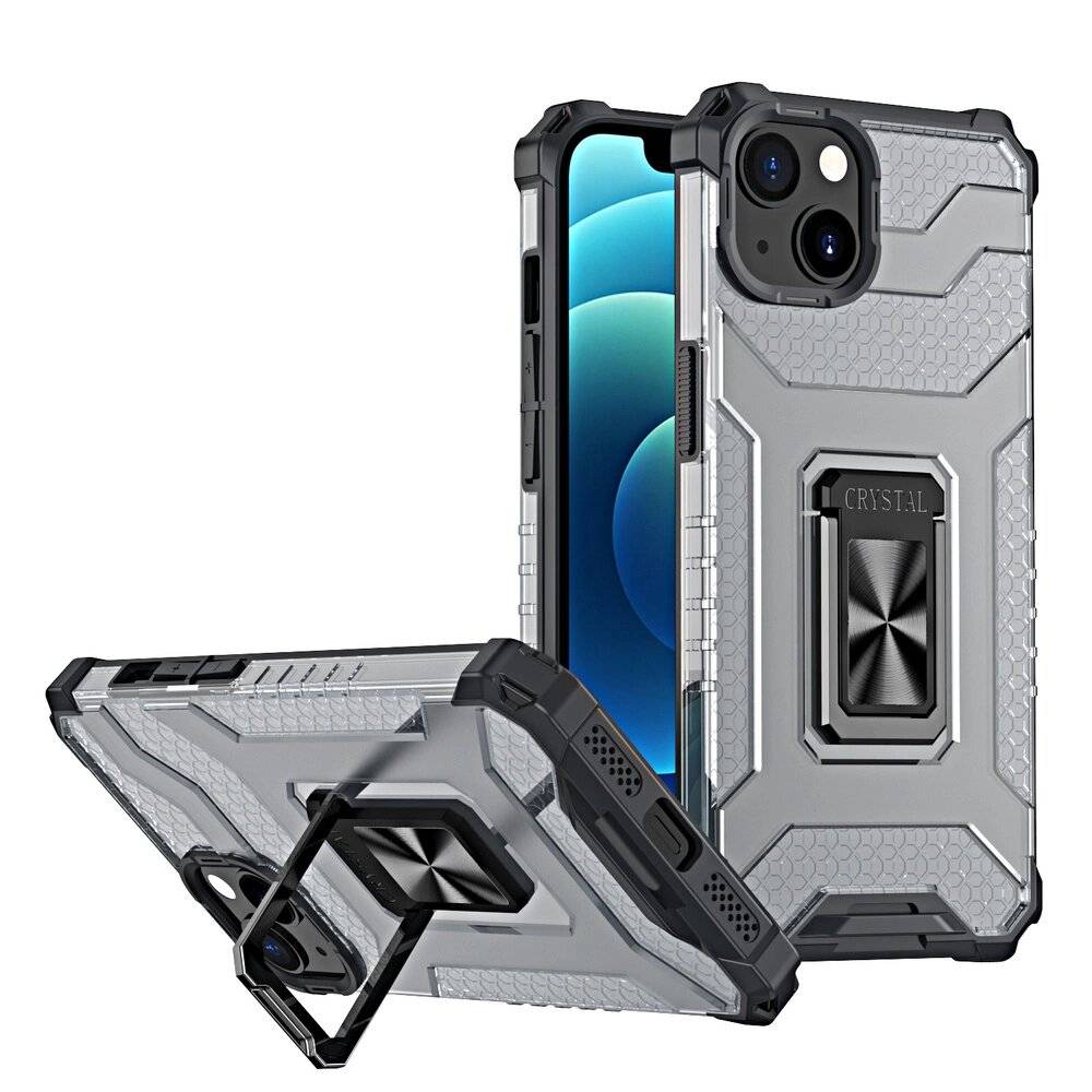 Crystal Ring Case robuste Kickstand TPU/PC Panzer Handyhülle Hard iPhone 12 mini schwarz