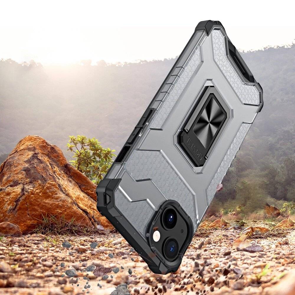 Crystal Ring Case robuste Kickstand TPU/PC Panzer Handyhülle Hard iPhone 12 mini schwarz