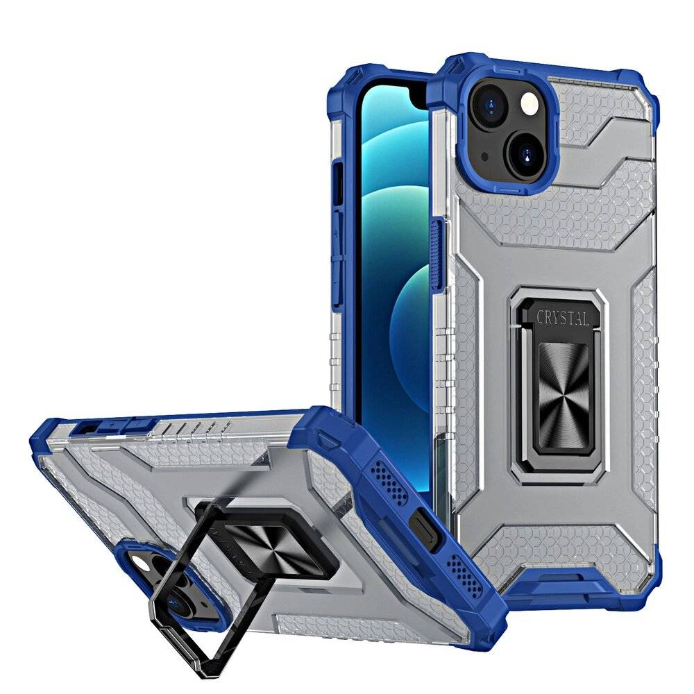Crystal Ring Case robuste Kickstand TPU/PC Panzer Handyhülle Hard iPhone 12 mini blau