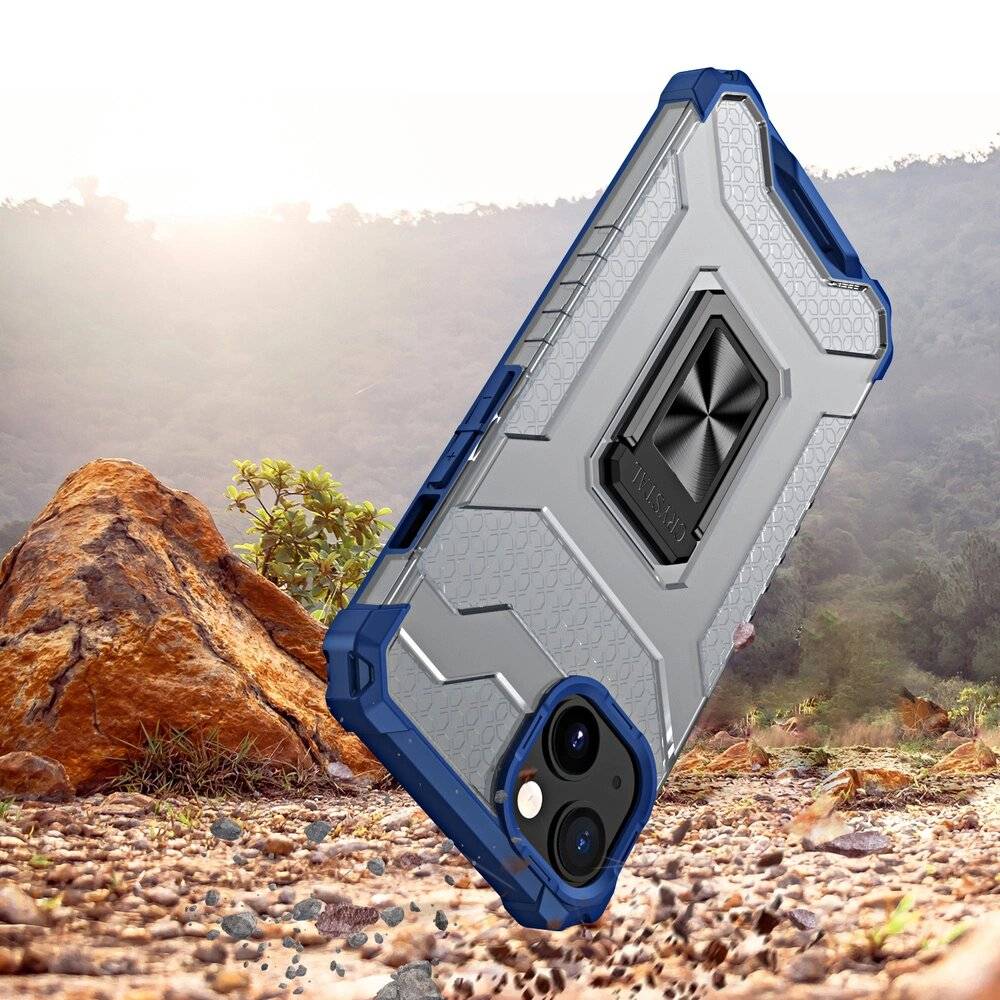 Crystal Ring Case robuste Kickstand TPU/PC Panzer Handyhülle Hard iPhone 12 mini blau