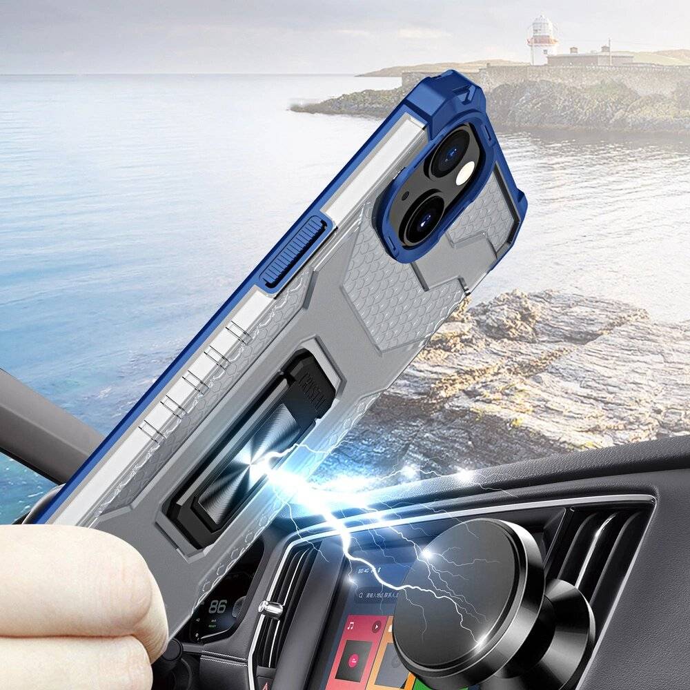 Crystal Ring Case robuste Kickstand TPU/PC Panzer Handyhülle Hard iPhone 12 mini blau
