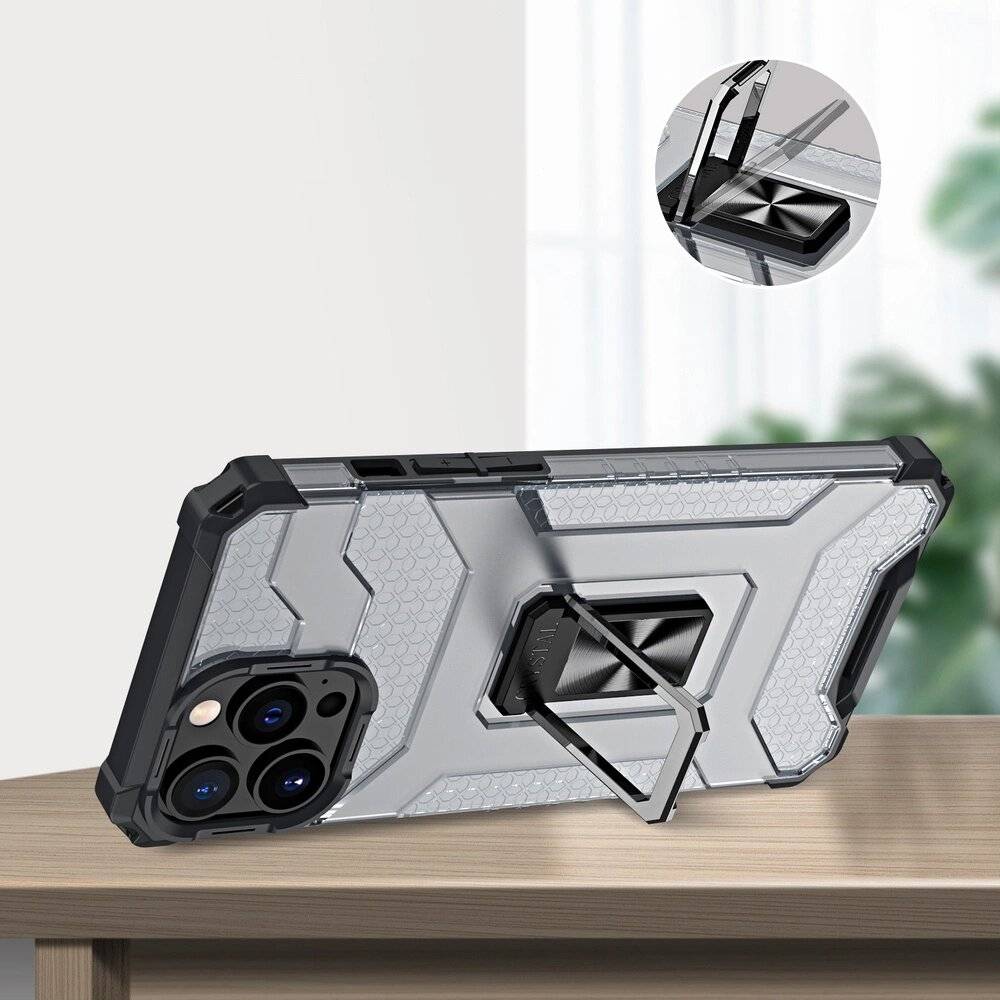 Crystal Ring Case robuste Kickstand TPU/PC Panzer Handyhülle Hard iPhone 13 Pro schwarz