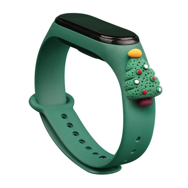 Strap Xmas Xiaomi Mi Band 3 / 4 Weihnachts-Silikonarmband Weihnachtsbaum - Dunkelgrün