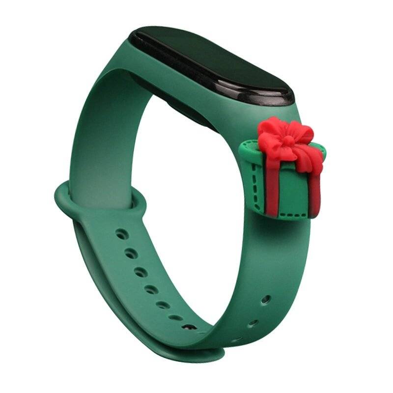 Strap Xmas Xiaomi Mi Band 3 / 4 Weihnachts-Silikonarmband Geschenk - Dunkelgrün