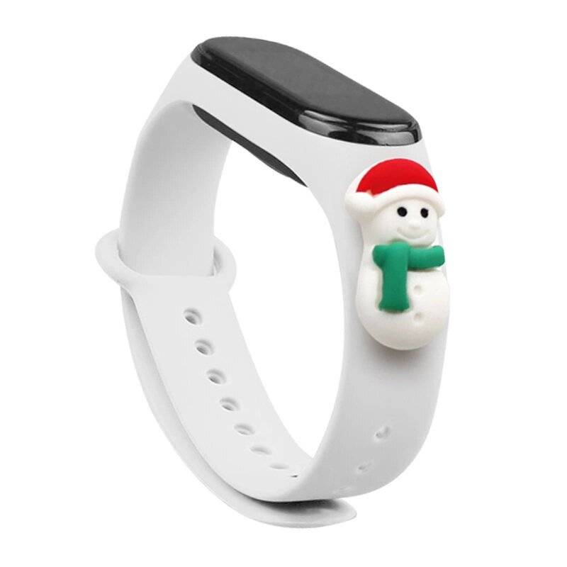 Strap Xmas Xiaomi Mi Band 3 / 4 Weihnachts-Silikonarmband Schneemann - Weiß