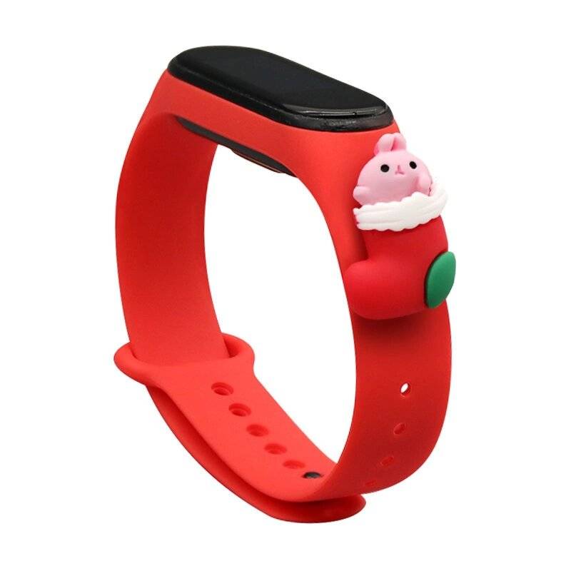Strap Xmas Xiaomi Mi Band 3 / 4 Weihnachts-Silikonarmband Socke - Rot