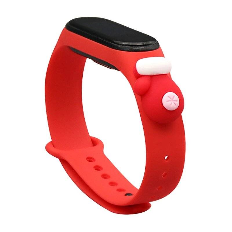 Strap Xmas Xiaomi Mi Band 5 / 6 Weihnachts-Silikonarmband Handschuh - Rot