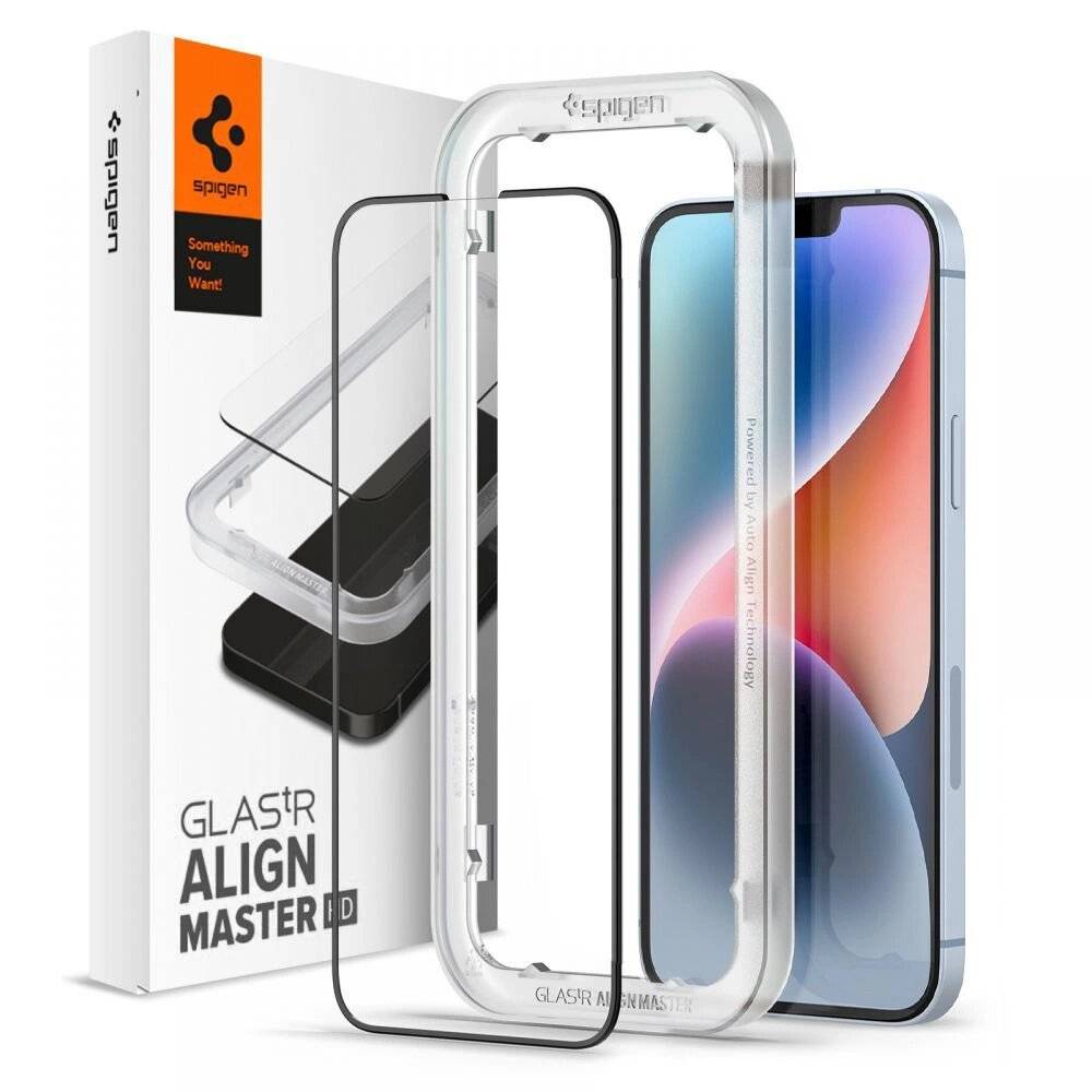 Spigen ALM Glass FC gehärtetes Glas iPhone 13/13 Pro/14 – Schwarz