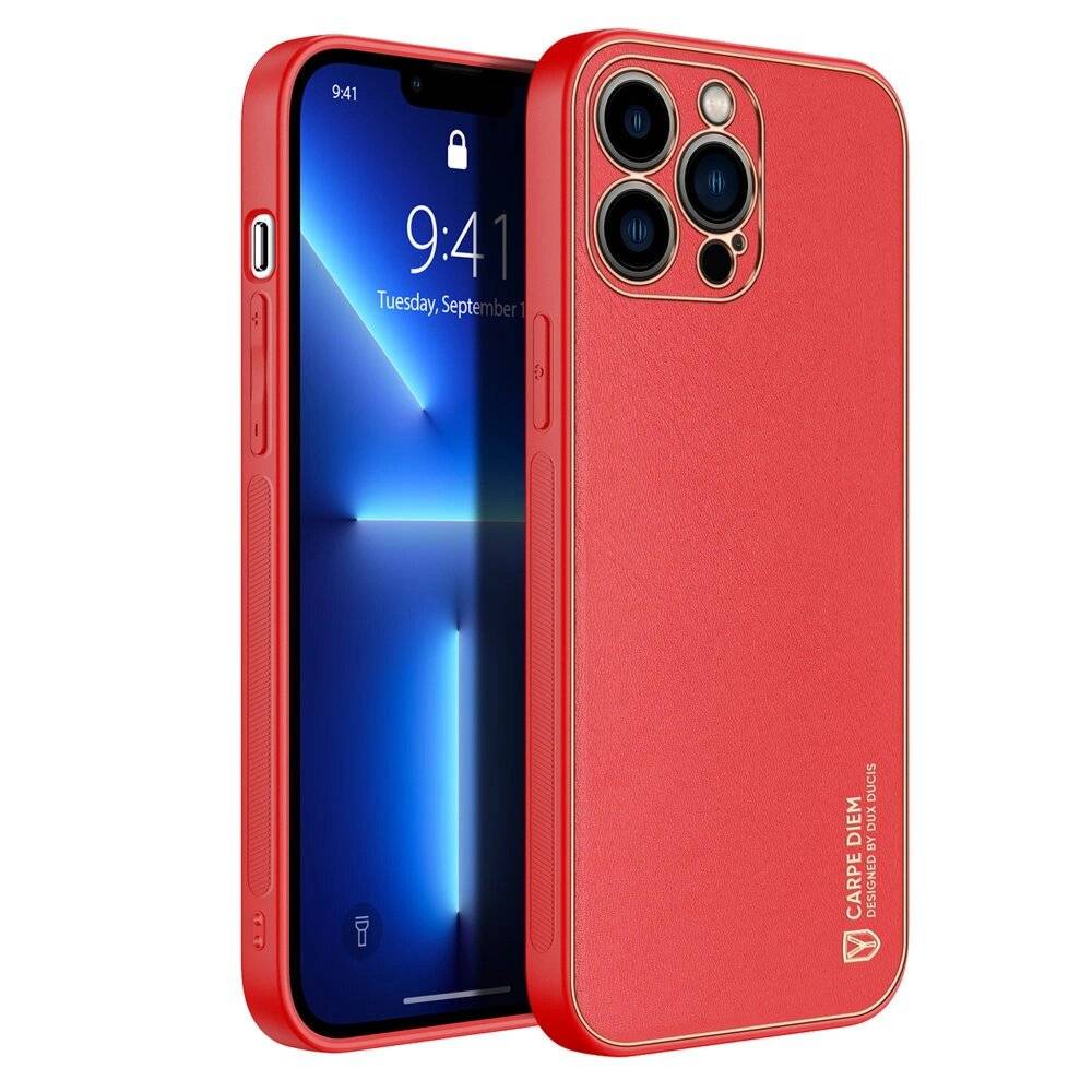 Dux Ducis Yolo elegantes etui PU Leder schutzhülle hülle iPhone 13 Pro rot