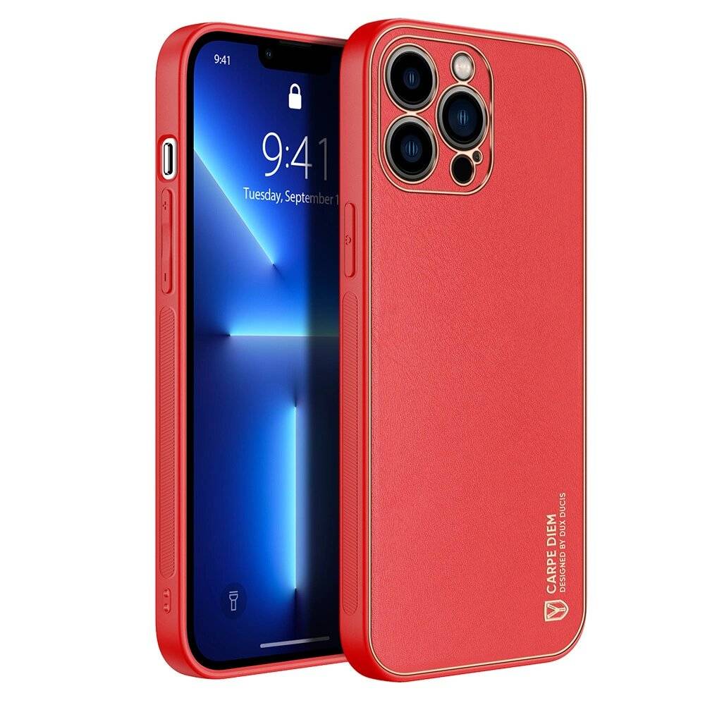 Dux Ducis Yolo elegantes etui PU Leder schutzhülle hülle iPhone 13 Pro Max rot