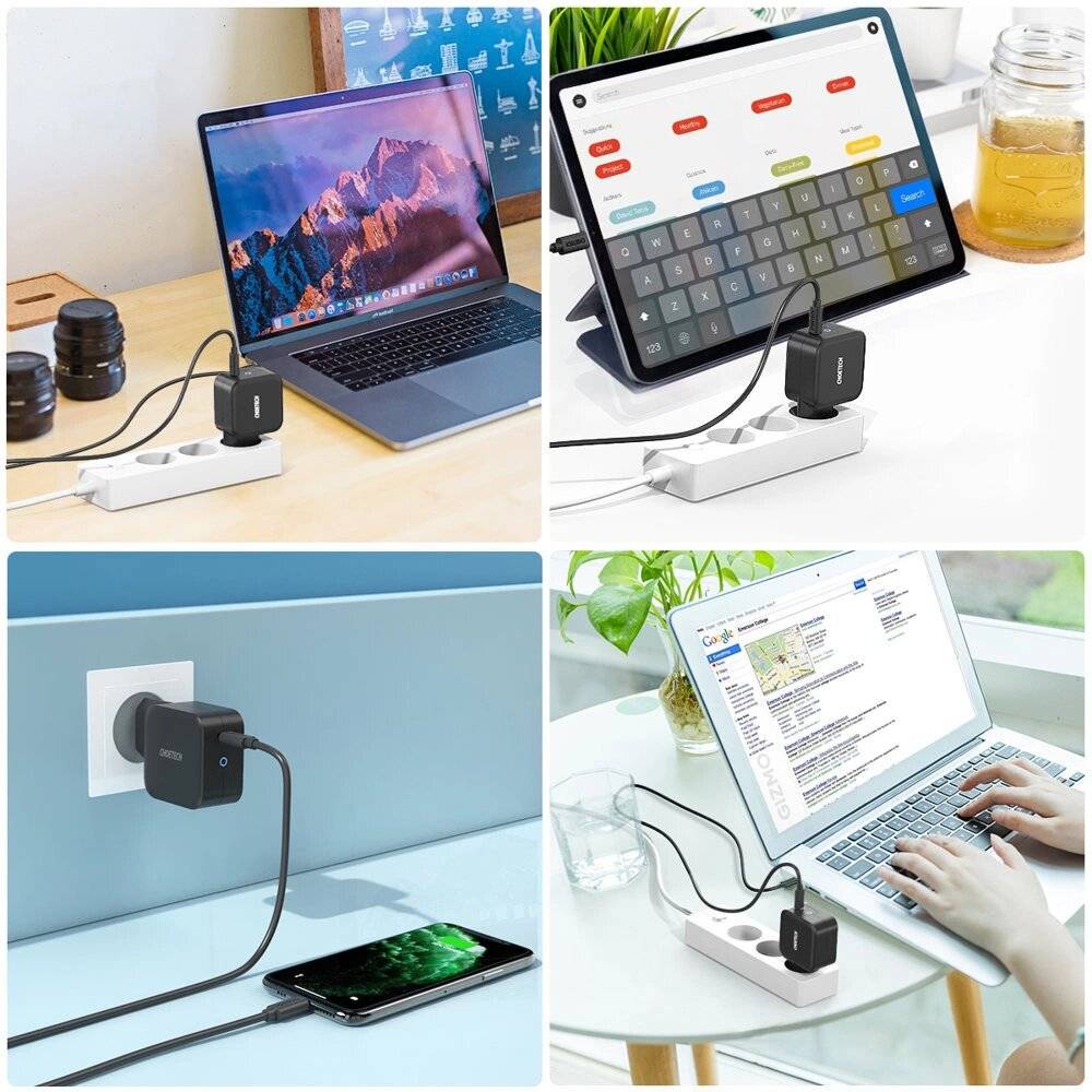 Choetech Q6006 GaN USB-C Wandladegerät, 61W Power Delivery, Quick Charge 3.0, Schwarz