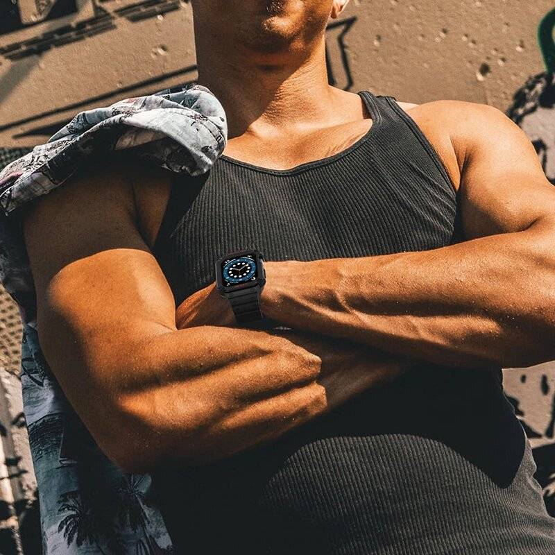 Schutzarmband Apple Watch 38/40/41 mm Panzergehäuse-Armband - Schwarz, Rot