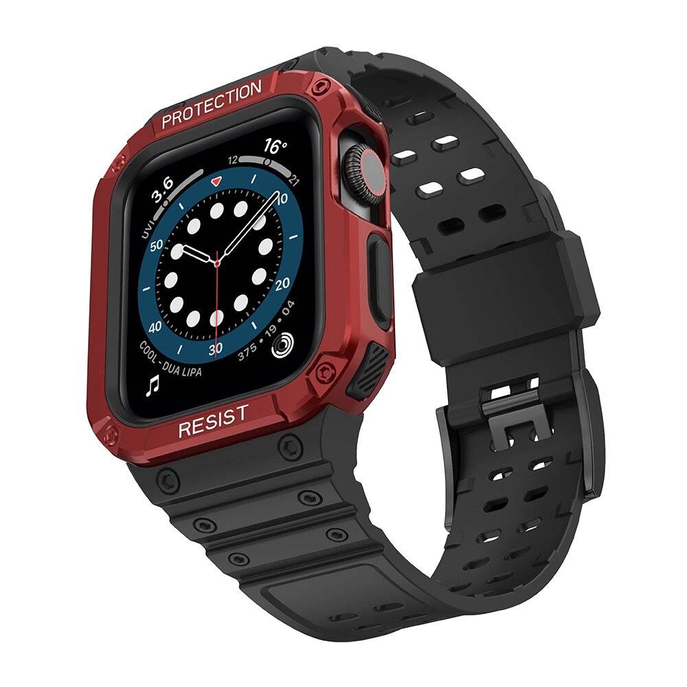 Schutzarmband Apple Watch 38/40/41 mm Panzergehäuse-Armband - Schwarz, Rot