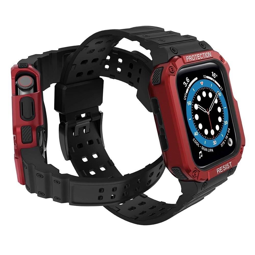 Schutzarmband Apple Watch 38/40/41 mm Panzergehäuse-Armband - Schwarz, Rot