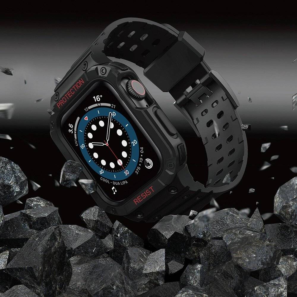 Schutzarmband Apple Watch 38/40/41 mm Panzergehäuse-Armband - Schwarz