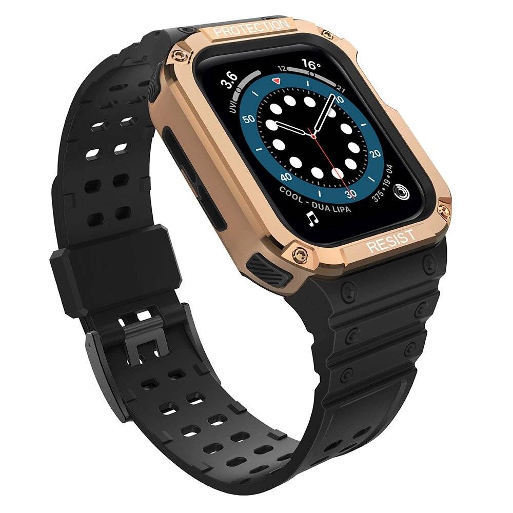 Schutzarmband Apple Watch 42/44/45 mm Panzergehäuse-Armband - Schwarz, Roségold