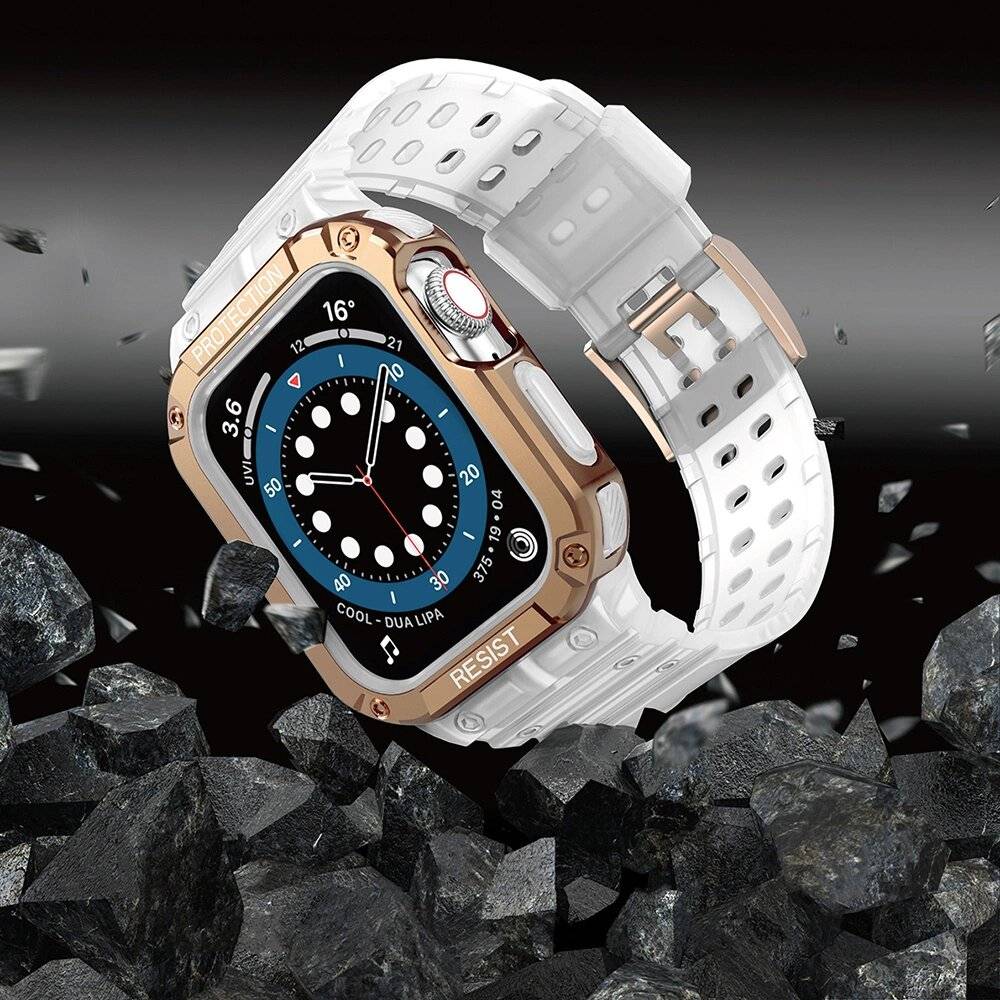 Protect Strap Band Apple Watch 38/40/41mm Panzergehäuse Armband - Transparent, Roségold