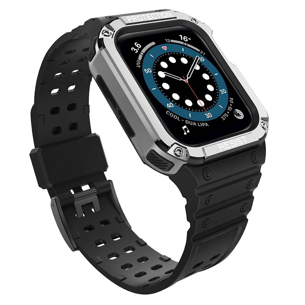 Protect Strap Band Apple Watch 38/40/41mm Panzergehäuse Armband - Schwarz, Silber