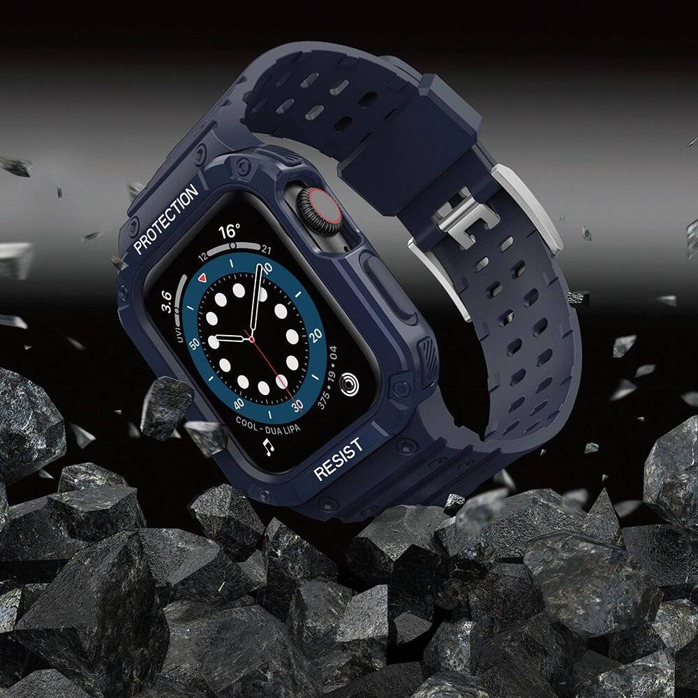 Schutzarmband Apple Watch 42/44/45 mm Panzergehäuse-Armband - Blau