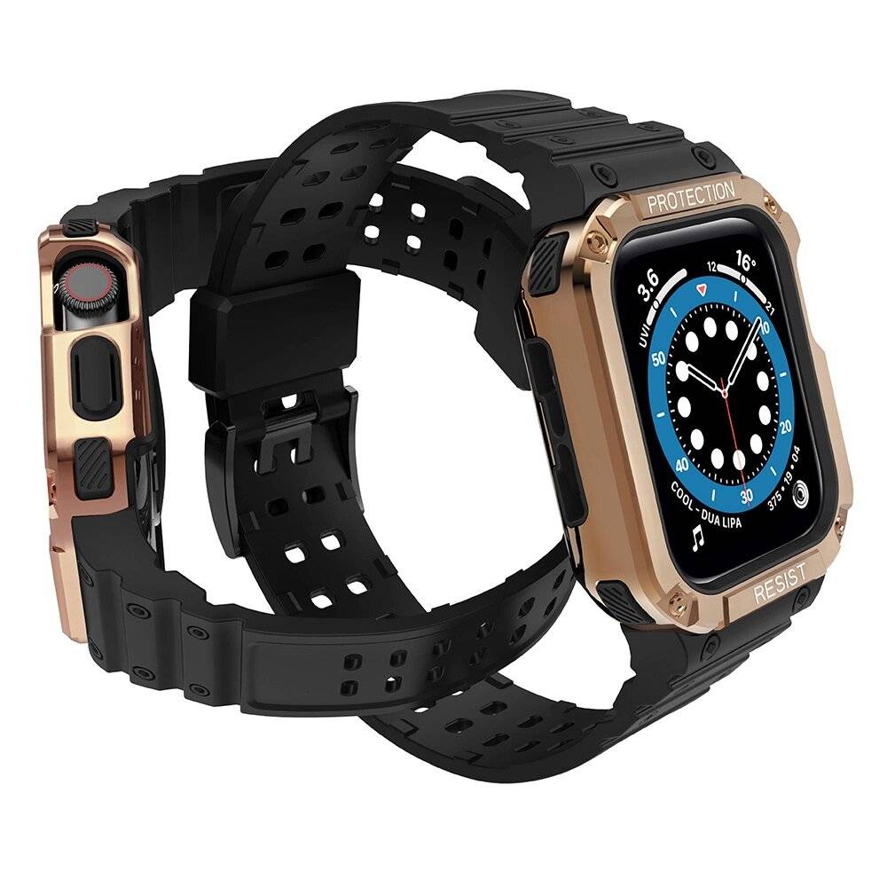 Schutzarmband Apple Watch 42/44/45 mm Panzergehäuse-Armband - Schwarz, Roségold