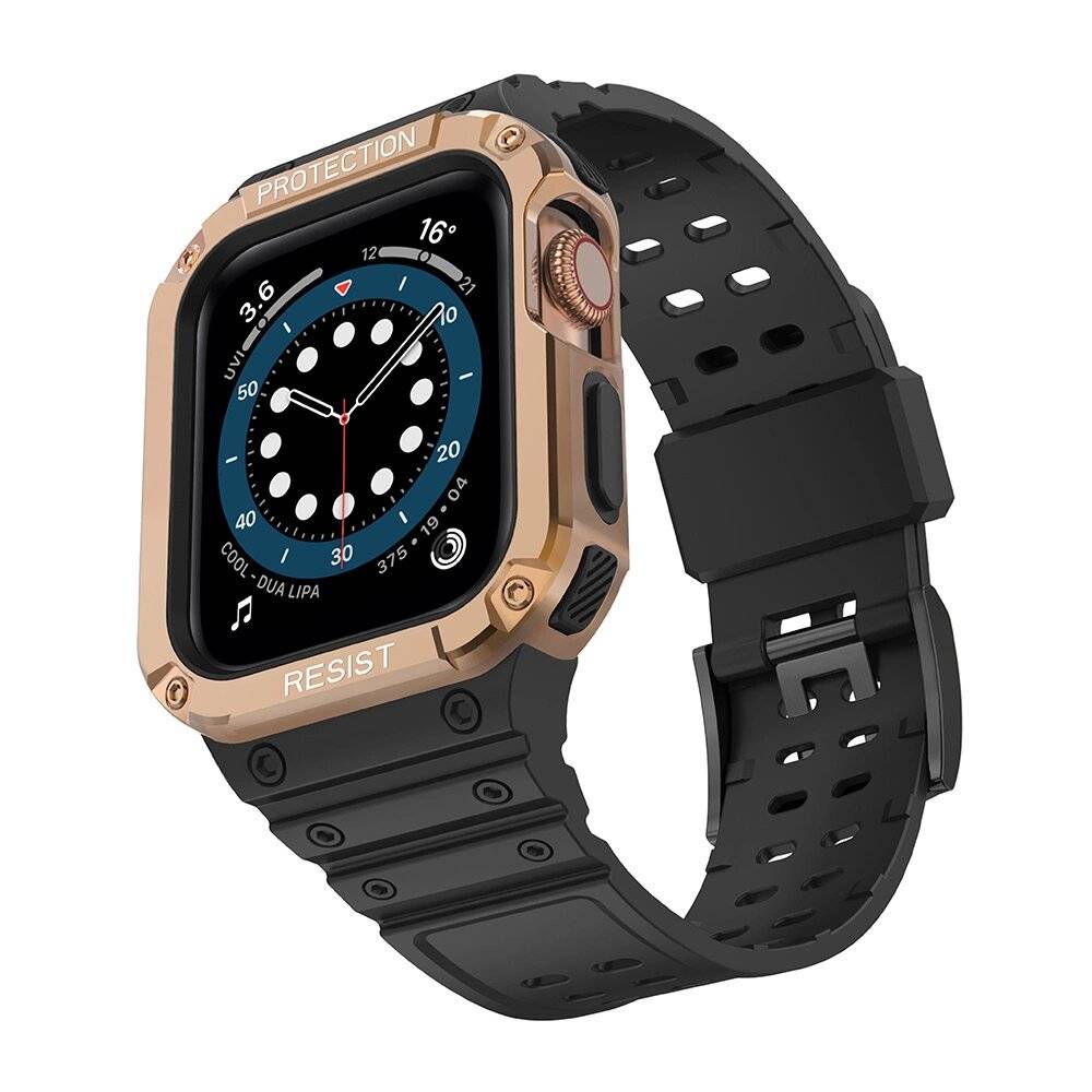 Schutzarmband Apple Watch 42/44/45 mm Panzergehäuse-Armband - Schwarz, Roségold