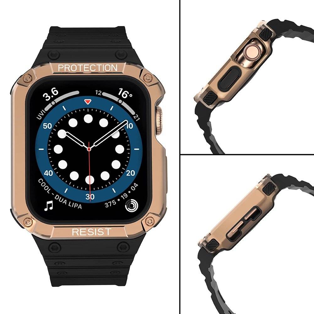 Schutzarmband Apple Watch 42/44/45 mm Panzergehäuse-Armband - Schwarz, Roségold