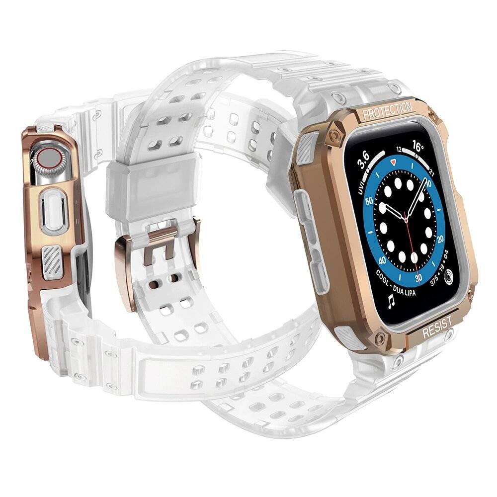 Schutzarmband Apple Watch 42/44/45 mm Panzergehäuse-Armband - Weiß, Roségold