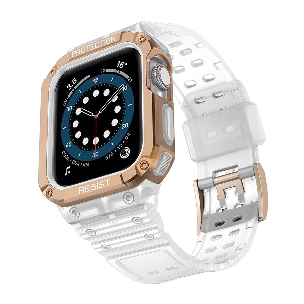 Schutzarmband Apple Watch 42/44/45 mm Panzergehäuse-Armband - Weiß, Roségold