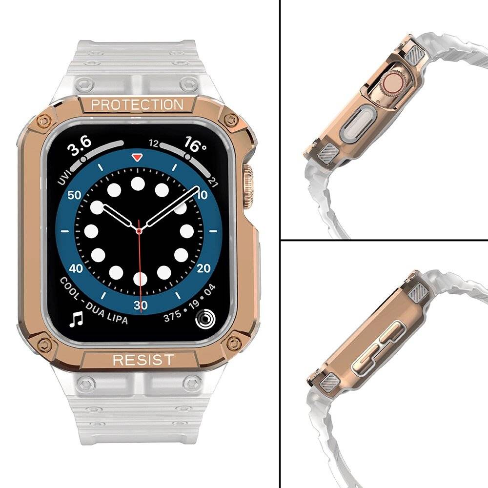 Schutzarmband Apple Watch 42/44/45 mm Panzergehäuse-Armband - Weiß, Roségold