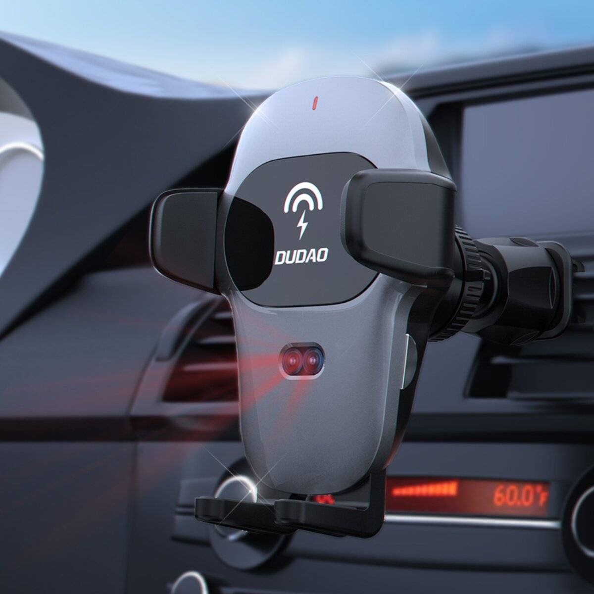 Dudao Automatische Autohalterung integriertem kabellosen Qi-Ladegerät 15 W, Grau F20xs