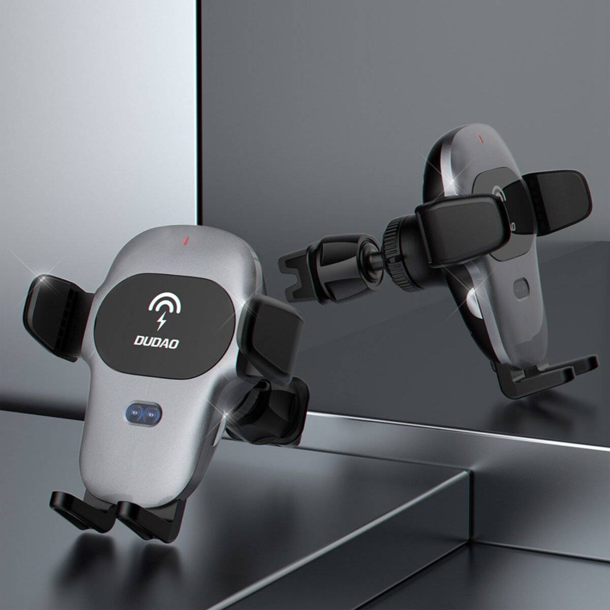 Dudao Automatische Autohalterung integriertem kabellosen Qi-Ladegerät 15 W, Grau F20xs