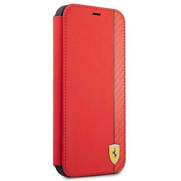 Ferrari FESAXFLBKP13SRE iPhone 13 mini 5.4″ rot/rotes Buch On Track Carbon Stripe