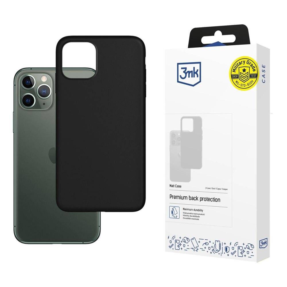 Ein schwarzes Handyschutzetui neben einem Smartphone, mit Verpackung, auf der die Marke '3mk' und der Text 'Premium back protection' angezeigt werden.