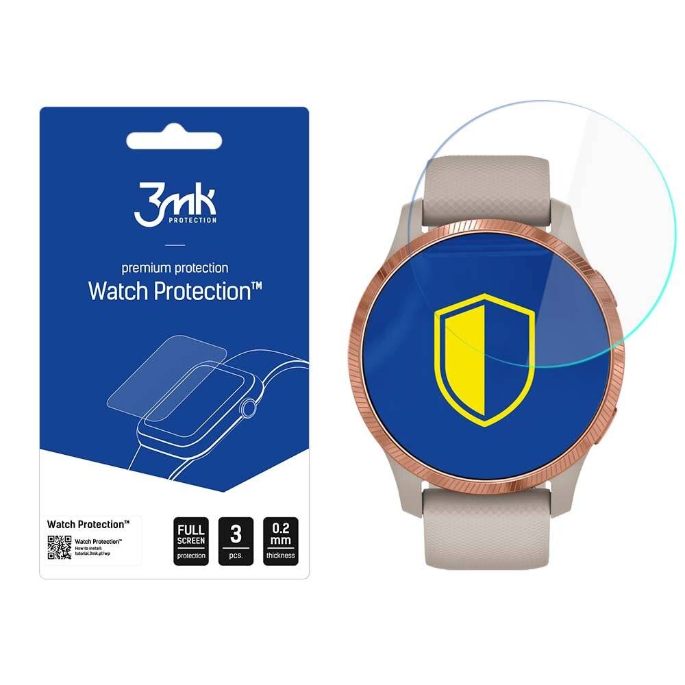 Schutzfolien-Packung neben einer Smartwatch mit einem blau-gelben Schild auf dem Display, das das Schutzthema betont.