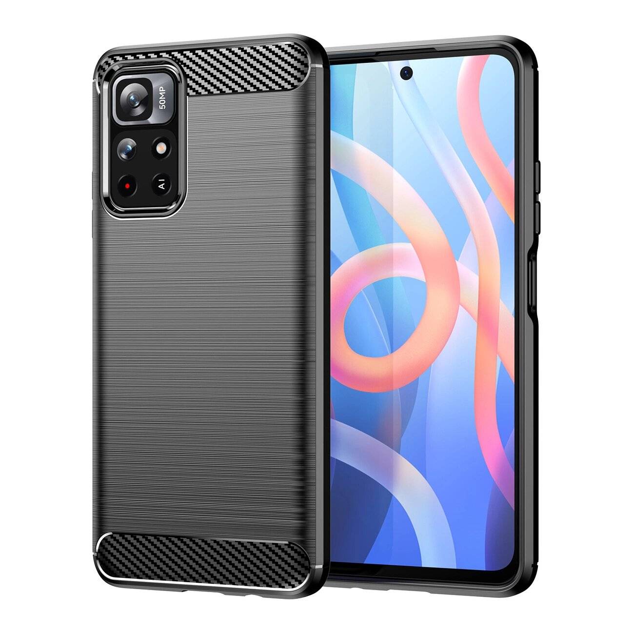 Carbon Case Flexible Schutzhülle Xiaomi Redmi Note 11 schwarz