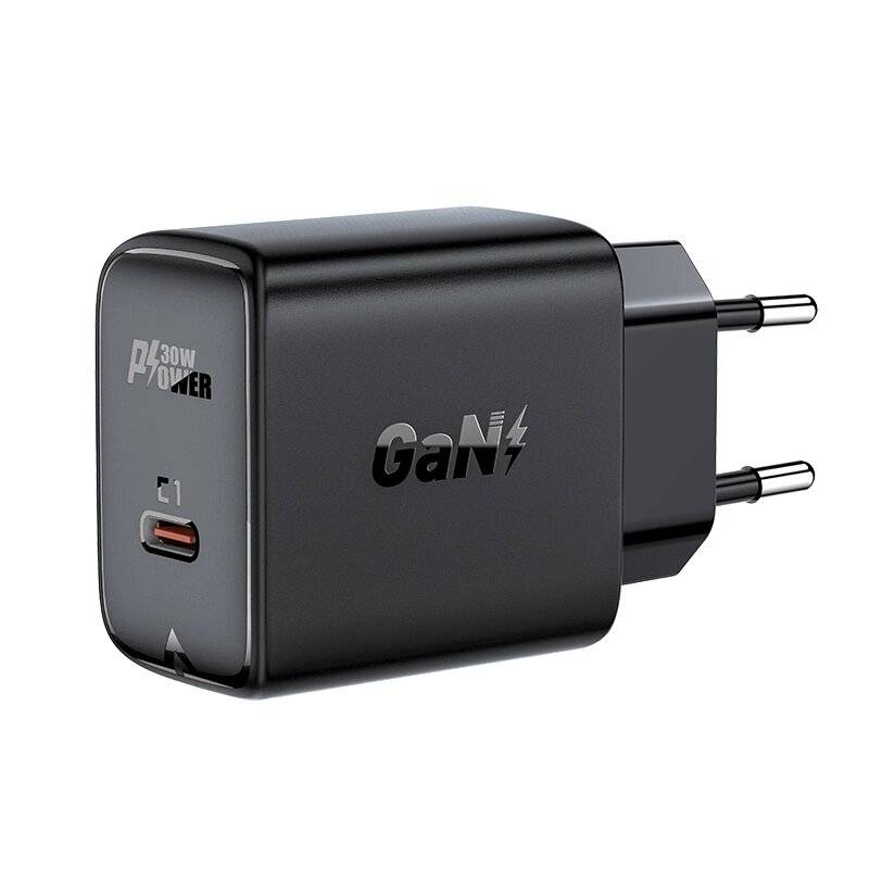 Acefast GaN USB Typ C Wandladegerät 30 W, PD, QC 3.0, AFC, FCP schwarz A21