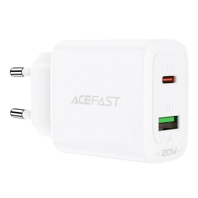 Acefast Wandladegerät USB Typ C / 20W, PPS, PD, QC 3.0, AFC, FCP weiß A25