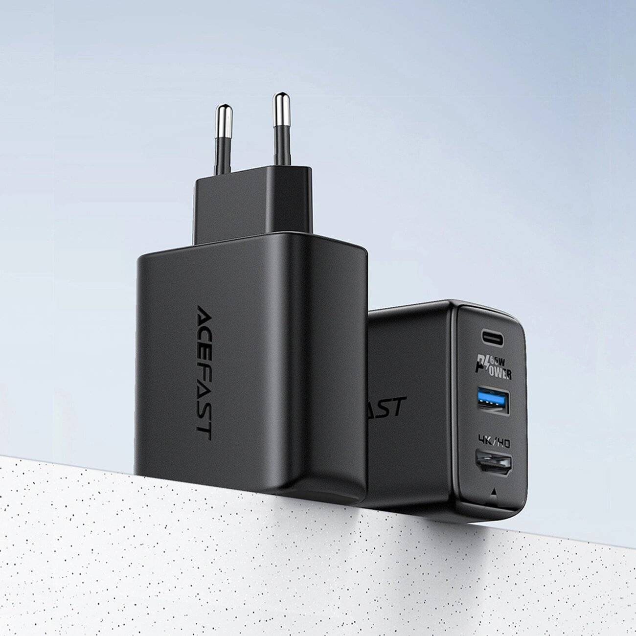 Acefast 2in1 Ladegerät GaN 65W USB Typ C / USB, Adapter HDMI 4K @ 60Hz Set Kabel weiß A17