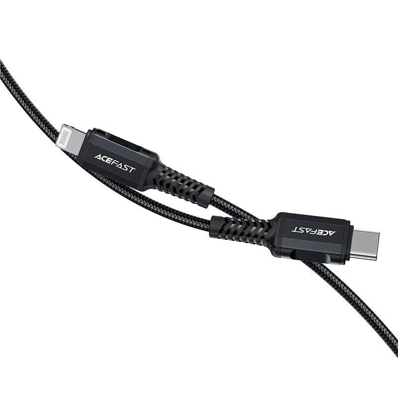 Acefast C4-01 Lightning – USB-C PD-Kabel 30 W 3 A 480 Mbit/s 1,8 m Schwarz