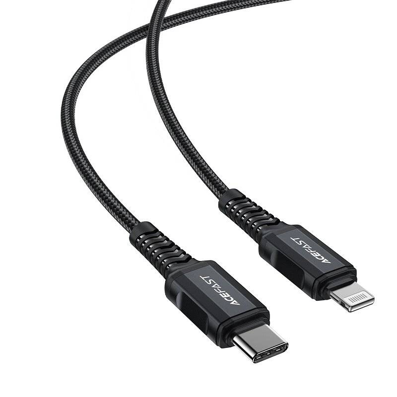 Acefast C4-01 Lightning – USB-C PD-Kabel 30 W 3 A 480 Mbit/s 1,8 m Schwarz