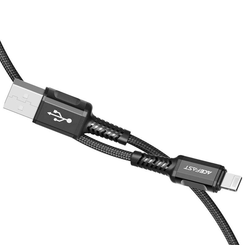 Acefast Kabel MFI USB - Lightning 1,2m, 2,4A schwarz C1-02