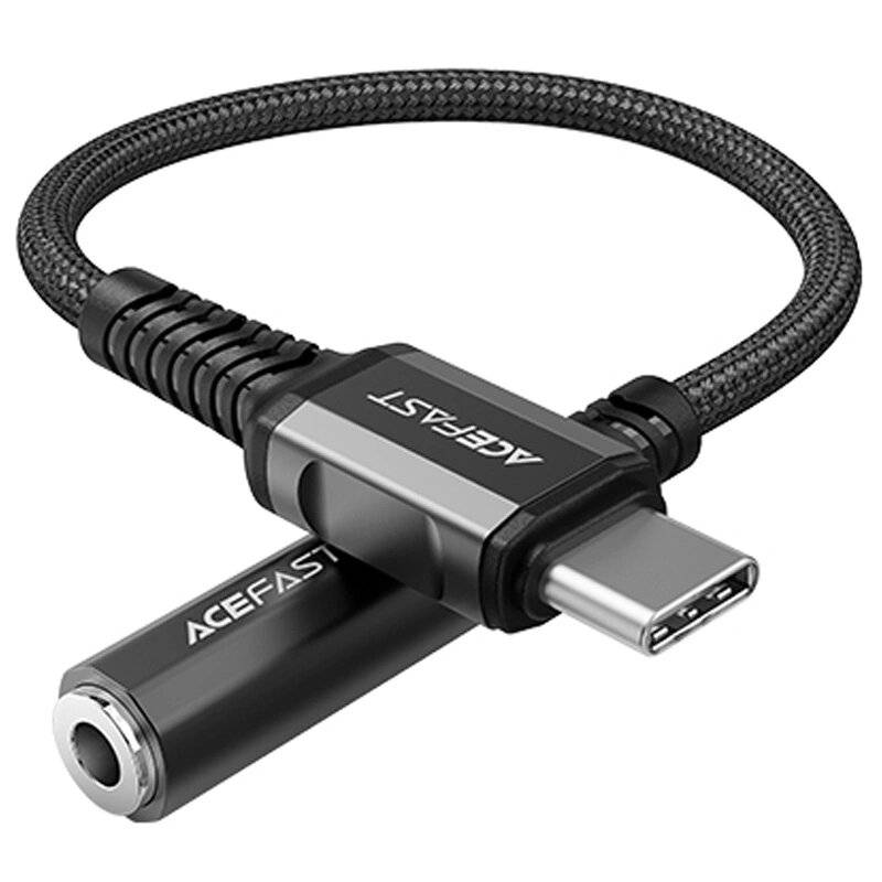 Acefast Audiokabel USB Typ C - 3,5 mm Miniklinke weiblich 18 cm, DAC, AUX schwarz C1-07