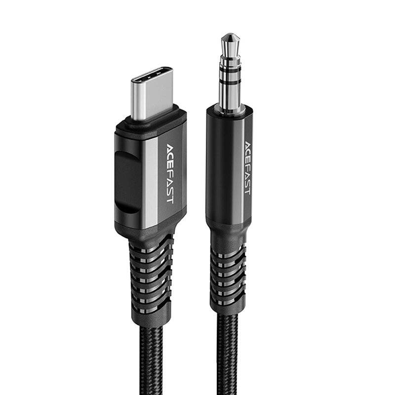 Acefast Audiokabel USB Typ C - 3,5 mm Miniklinke männlich 1,2 m, AUX schwarz C1-08