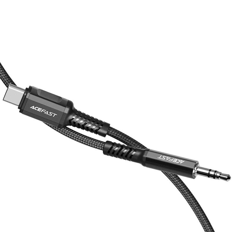 Acefast Audiokabel USB Typ C - 3,5 mm Miniklinke männlich 1,2 m, AUX schwarz C1-08