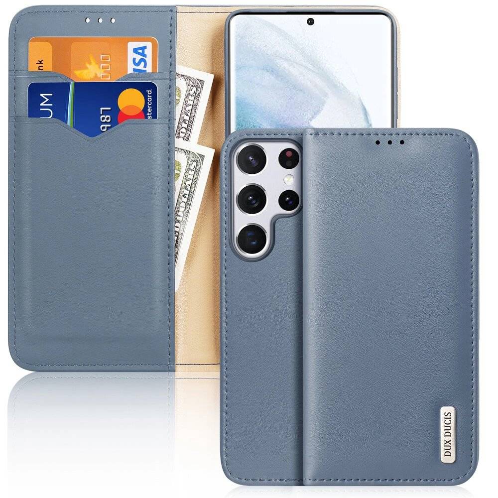Dux Ducis Hivo Leather Flip Cover Echtleder Geldbörse Karten Dokumente Samsung Galaxy S22 Ultra
