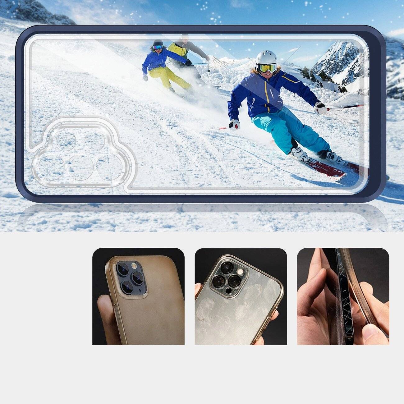 Klare 3in1 Hülle Samsung Galaxy A72 4G Frame Gel Cover Blau