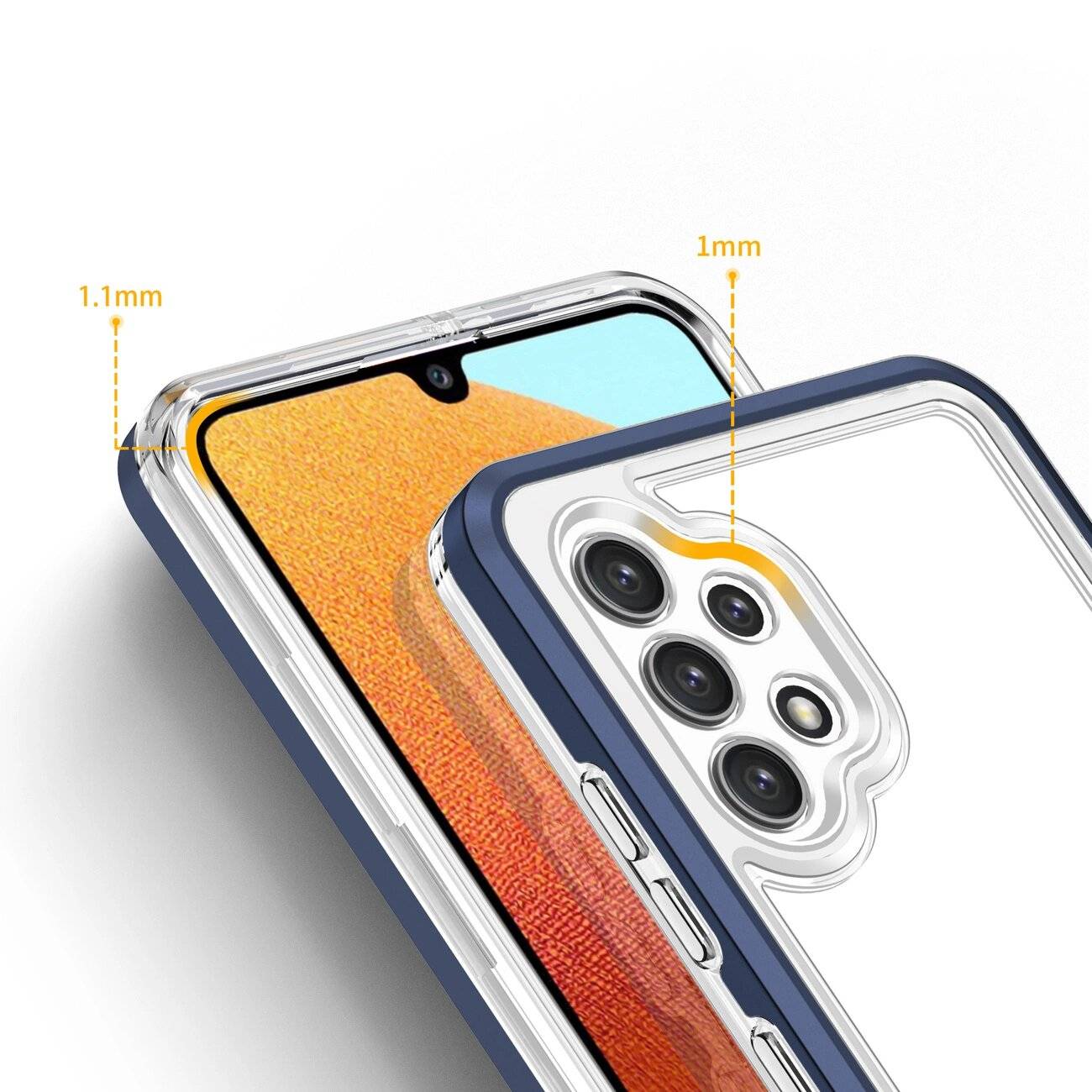 Klare 3in1 Hülle Samsung Galaxy A72 4G Frame Gel Cover Blau