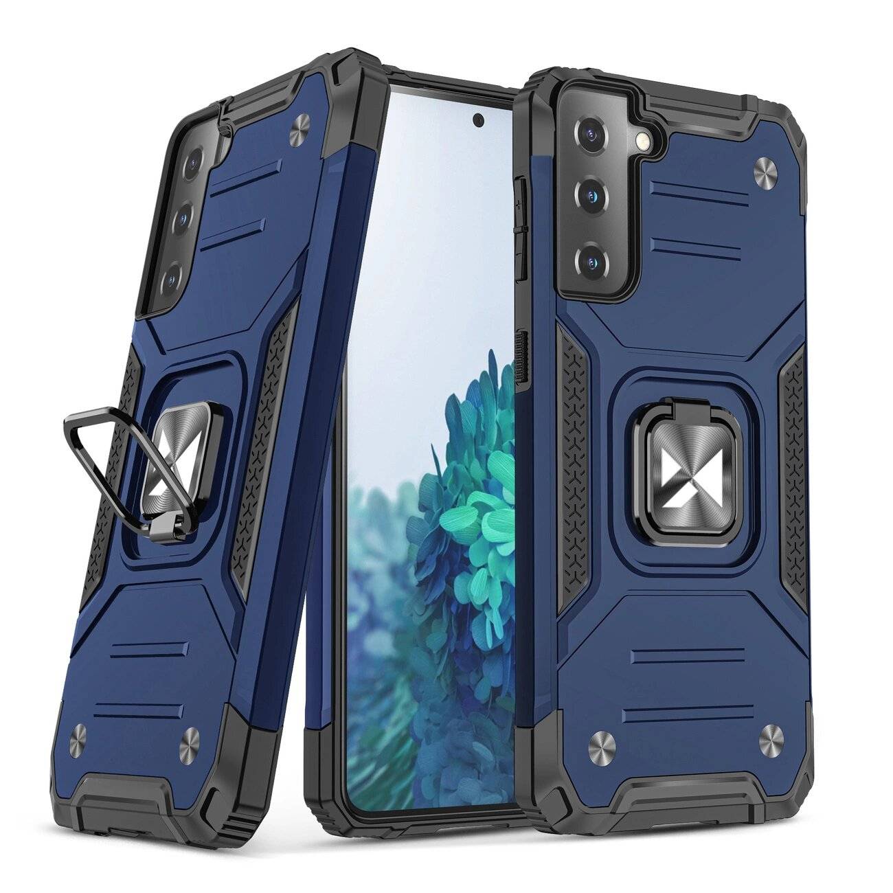 Wozinsky Ring Armor Tough Hybrid Case Cover + Magnethalter Samsung Galaxy S22 blau