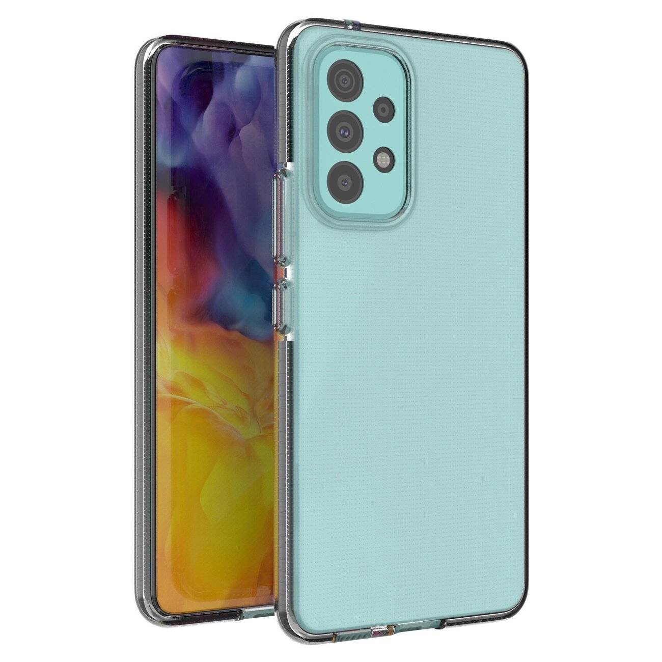 Spring Case Cover Gel TPU farbigem Rahmen Samsung Galaxy A73 schwarz