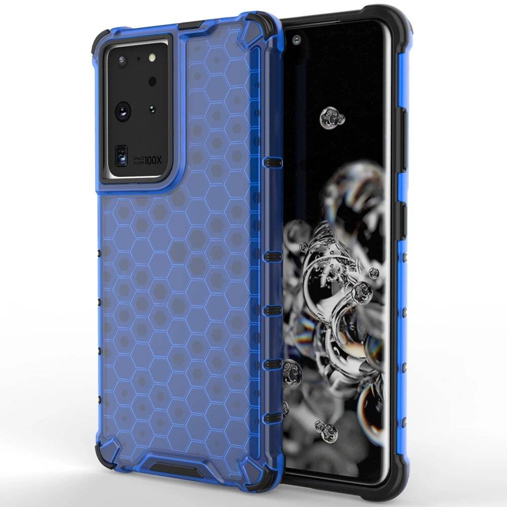 Gepanzerte Hülle Wabenstruktur Gelrahmen Samsung Galaxy S22 Ultra blau